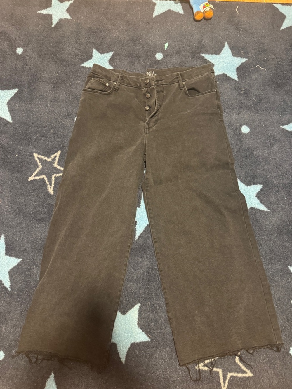 Black Washed Button-Fly Jeans